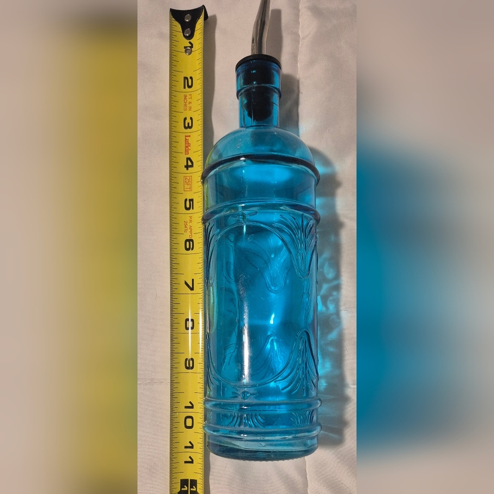 Couronne Co. Olive Branch Recycled Glass Oil or Vinegar Bottle with Pour Spout. 